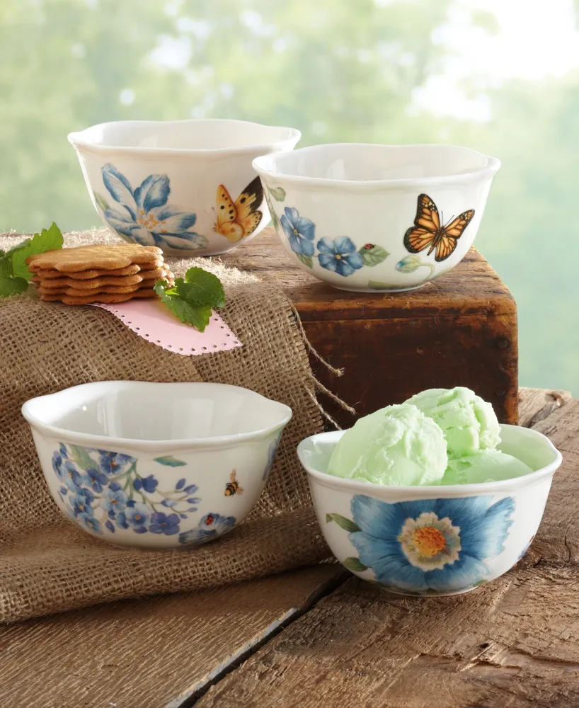 Lenox Set of 4 Butterfly Meadow Blue Assorted Bowls