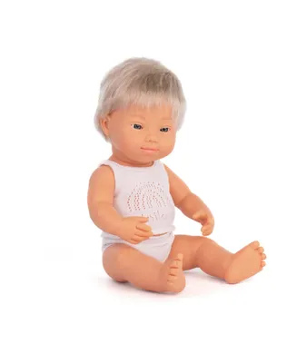 Miniland Baby Boy 15" Caucasian Blond Doll with Down Syndrome