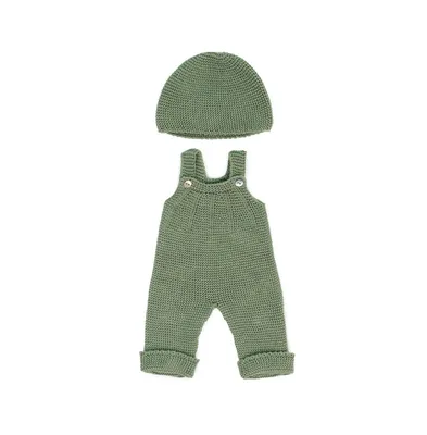 Knitted Doll Outfit 15" - Overall Beanie Hat