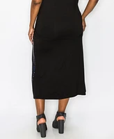 Coin 1804 Plus Sequin Side Contrast Fold Over Midi Skirt