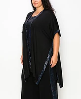 Coin 1804 Plus Sequin Contrast Kimono Top