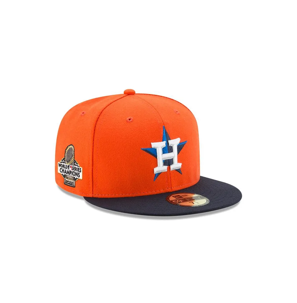 Men's New Era Orange, Navy Houston Astros 2022 World Series Champions Side Patch 59FIFTY Fitted Hat