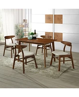 Mid Century Modern Solid Wood Upholstered Dining Side Chair (Set of