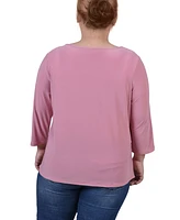 Ny Collection Plus Size 3/4 Sleeve Cutout Top