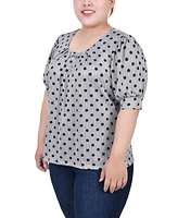 Ny Collection Plus Size Short Sleeve Balloon Sleeve Top