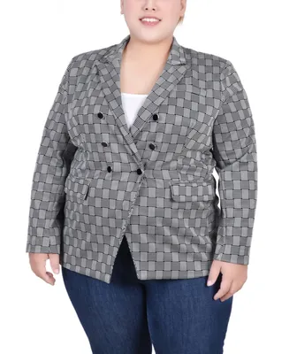 Ny Collection Plus Long Sleeve Double Breasted Blazer