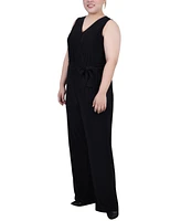 Ny Collection Plus Sleeveless Belted Jumpsuit