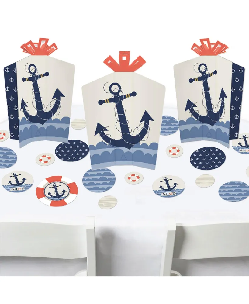 Big Dot Of Happiness Ahoy Nautical Baby Shower & Birthday Party Terrific  Table Centerpiece Kit 30 Ct