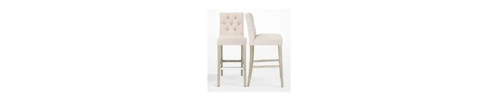 WestinTrends Linen Fabric Tufted Bar Stool (Set of 2