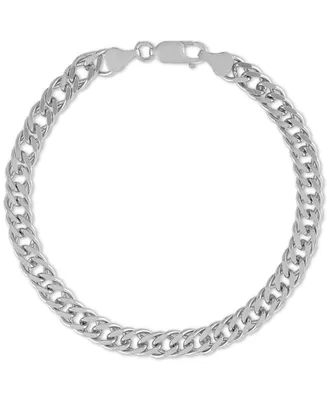 Esquire Men's Jewelry Fancy Curb Link Chain Bracelet 14k Gold-Plated Sterling Silver, Created for Macy's