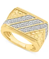 Men's Diamond Diagonal Row Nugget Ring (1 ct. t.w.) in 10k Gold