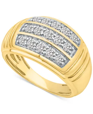 Men's Diamond Three Row Dome Ring (1 ct. t.w.) in 10k Gold