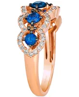 Le Vian Blueberry Sapphire (3/4 ct. t.w.) & Diamond (7/8 ct. t.w.) Scalloped Ring in 14k Rose Gold