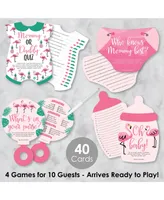 Pink Flamingo - 4 Tropical Baby Shower Games - 10 Cards Each - Gamerific Bundle