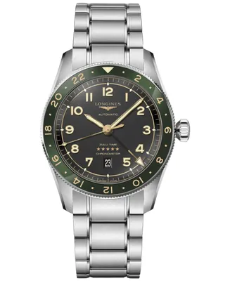 Longines Men's Swiss Automatic Spirit Zulu Time Stainless Steel Bracelet Watch 42mm