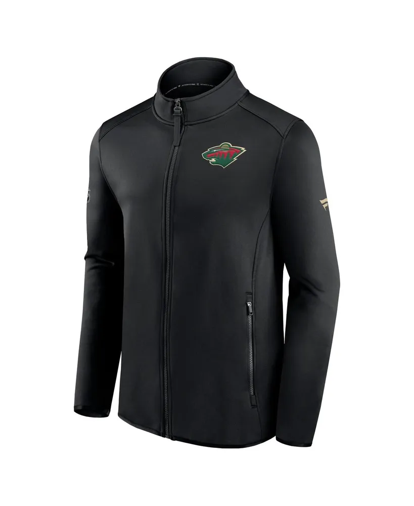 Men's Fanatics Black Minnesota Wild Authentic Pro Rink Fleece Full-zip Jacket