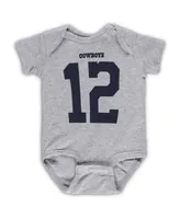 Newborn and Infant Boys Girls Mitchell & Ness Roger Staubach Heather Gray Dallas Cowboys Retired Player Mainliner Name Number Bodysuit