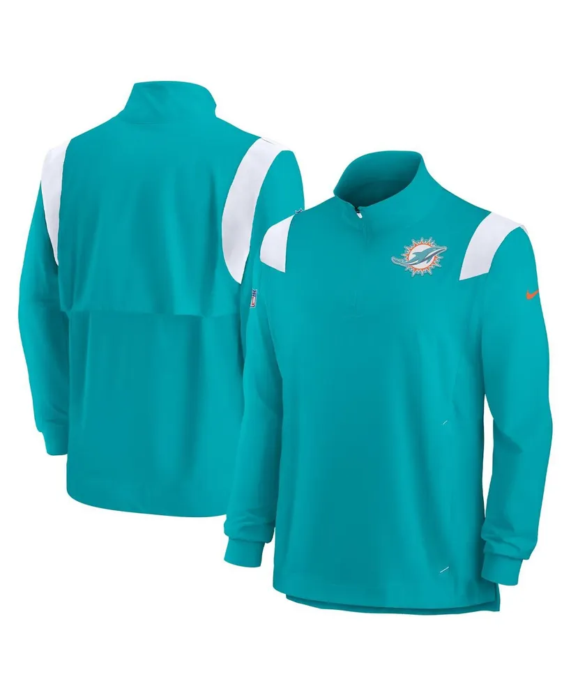 Men's Nike Aqua Miami Dolphins Sideline Coach Chevron Lockup Quarter-zip Long Sleeve Top