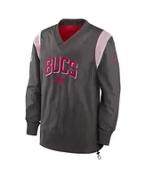 Men's Nike Pewter Tampa Bay Buccaneers Sideline Athletic Stack V-neck Pullover Windshirt Jacket