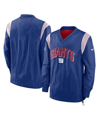 Men's Nike Royal New York Giants Sideline Athletic Stack V-neck Pullover Windshirt Jacket