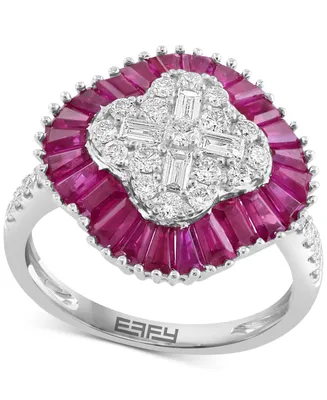 Effy Ruby (2-3/8 ct. t.w.) & Diamond (5/8 ct. t.w.) Ring in 14k White Gold