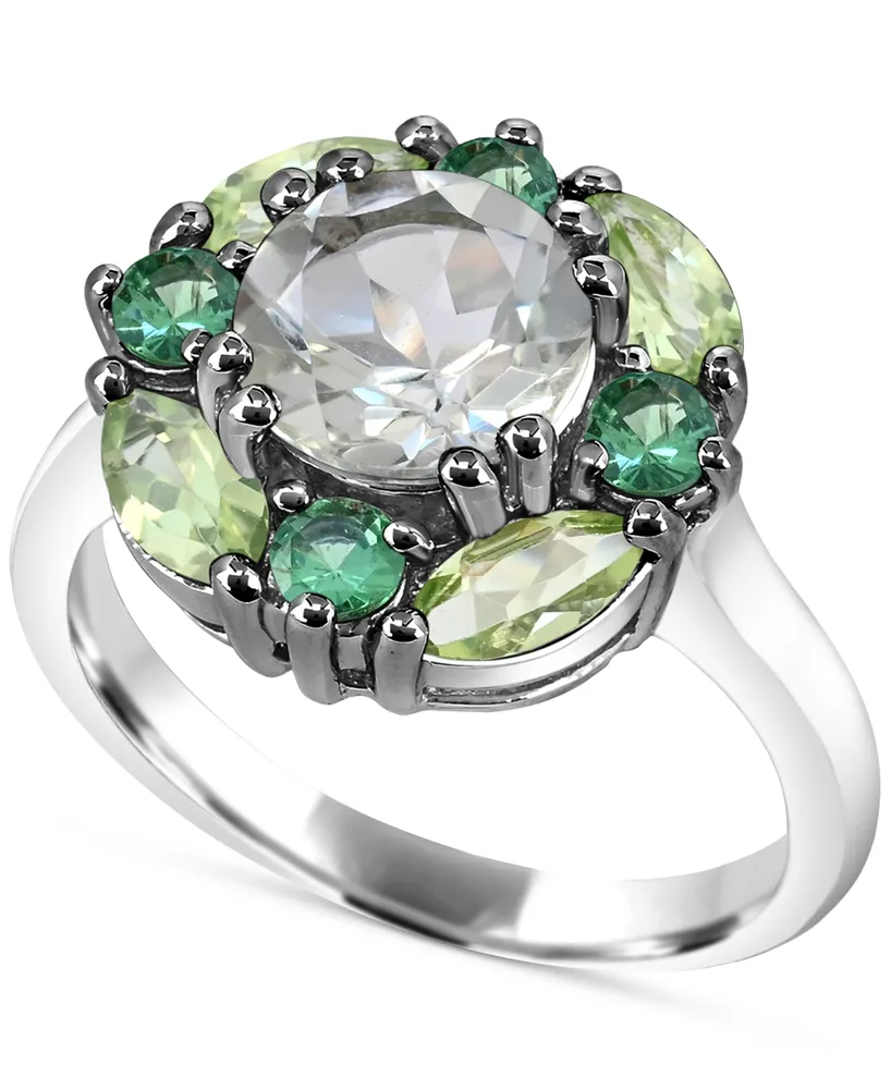 Multi-Gemstone Cluster Ring (3-5/8 ct. t.w.) in Sterling Silver - Multi