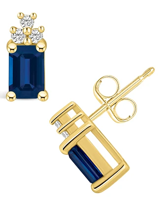 Macy's Sapphire (1-3/8 Ct. t.w.) and Diamond (1/10 Stud Earrings