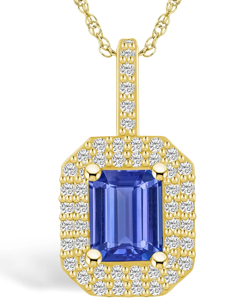 Macy's Tanzanite (1-5/8 Ct. t.w.) and Diamond (1/2 Halo Pendant Necklace