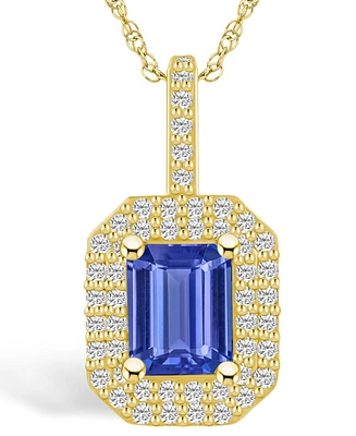 Macy's Tanzanite (1-5/8 Ct. t.w.) and Diamond (1/2 Halo Pendant Necklace