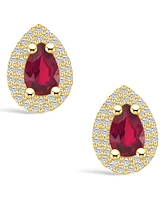 Macy's Ruby (1 Ct. t.w.) and Diamond (3/8 Halo Stud Earrings