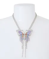 Steve Madden Butterfly Fringe Pendant Necklace