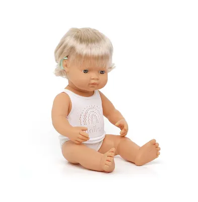Miniland Baby Girl 15" Caucasian Doll with Hearing Aid