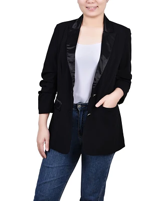 Ny Collection Women's Long Sleeve Satin Lapel Jacket