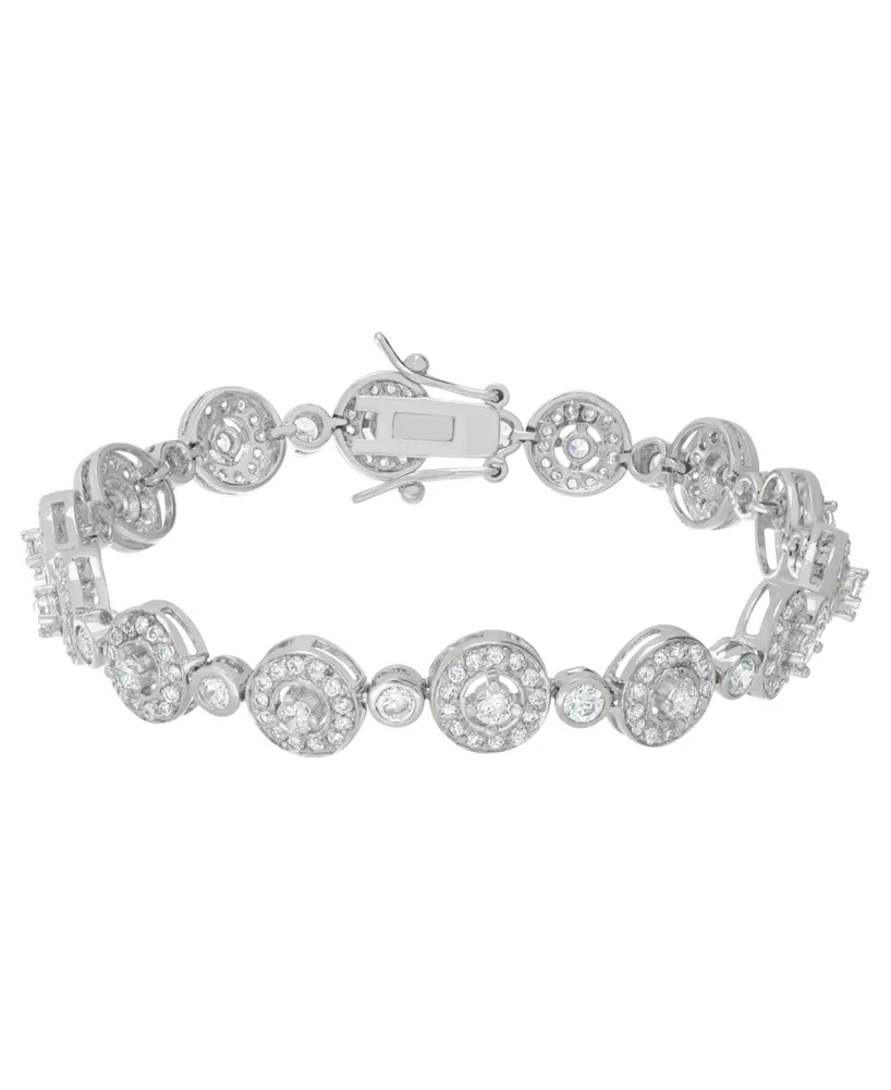 Macy's Fine Silver Plated Cubic Zirconia Circle Link Bracelet