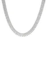 Macy's Fine Silver Plated Cubic Zirconia 3 Row Necklace