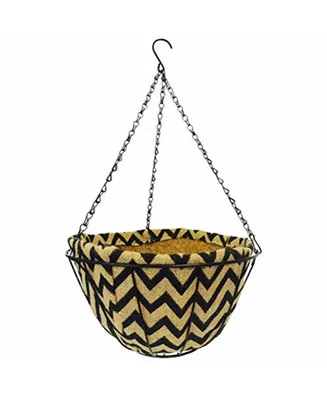 Gardener's Select Hanging Basket with Jute Coco Liner, Black Wave 14