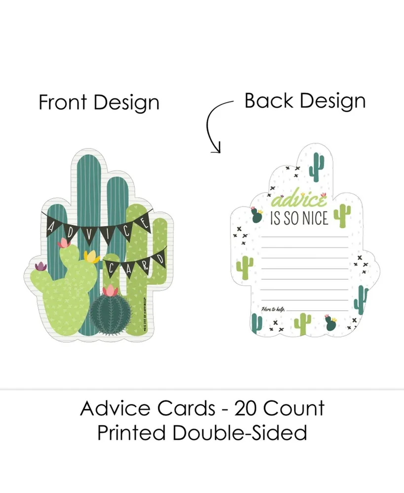 Prickly Cactus Party Wish Card Fiesta Activities Shaped Advice Cards Game 20 Ct