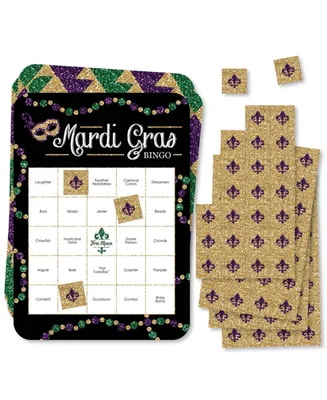 Mardi Gras - Bar Bingo Cards and Markers - Masquerade Party Bingo Game - 18 Ct