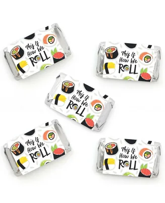 Let's Roll - Sushi - Mini Candy Bar Wrapper Stickers - Party Favors - 40 Ct