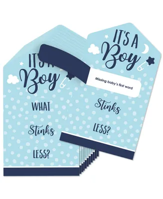 Baby Boy - Blue Baby Shower Game Cards - Conversation Starters Pull Tabs - 12 Ct