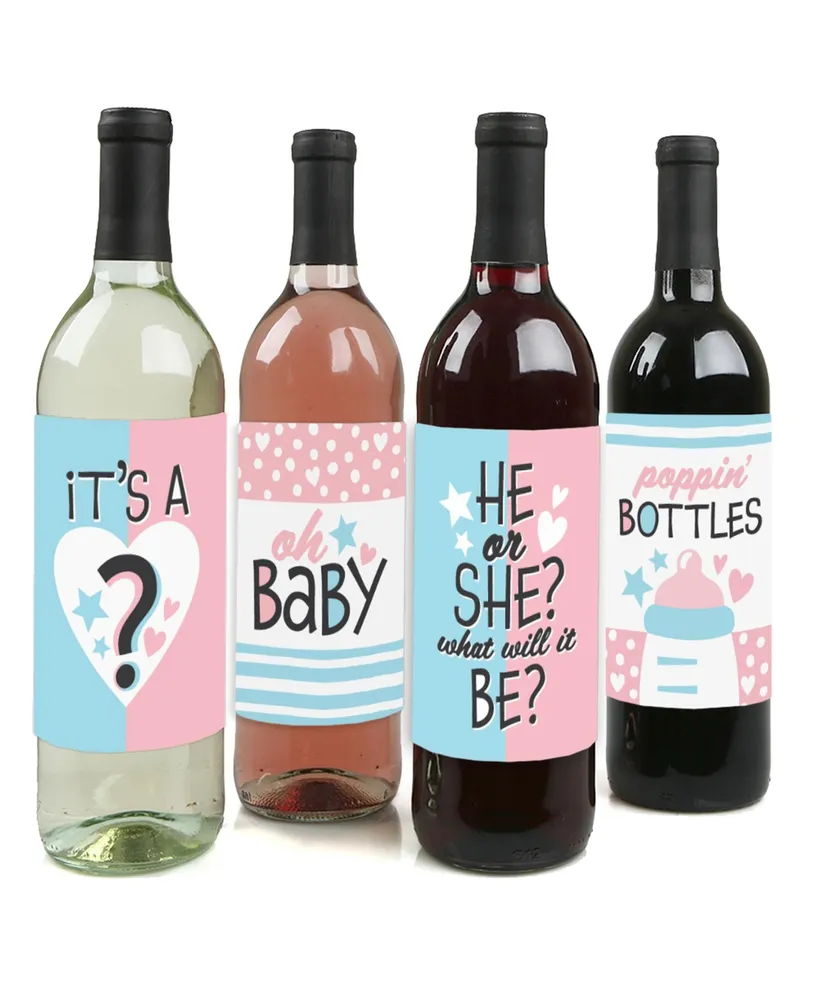 Big Dot Of Happiness Baby Gender Reveal - Party Decorations - Wine Bottle  Label Stickers - Set of 4