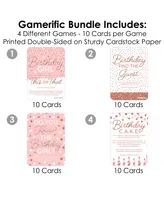 Pink Rose Gold Birthday - 4 Party Games 10 Cards Each - Gamerific Bundle