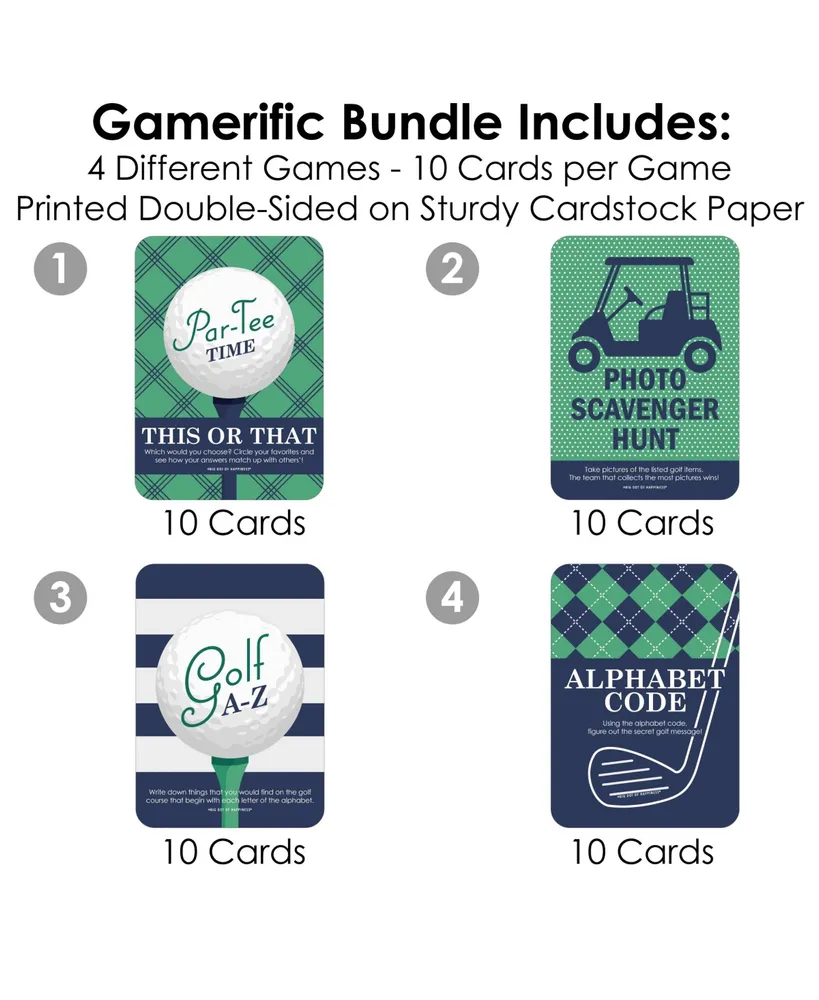 Par-Tee Time Golf 4 Retirement Party Games 10 Cards Each Gamerific Bundle