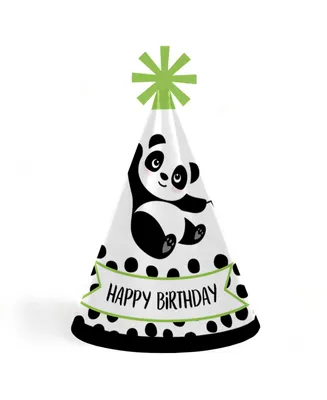 Party Like a Panda Bear - Cone Happy Birthday Party Hats - 8 Ct (Standard Size)