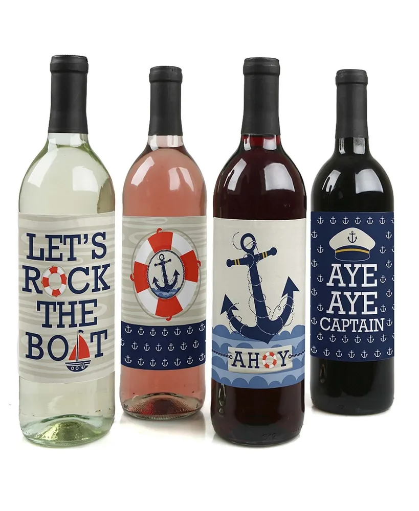Big Dot Of Happiness Ahoy - Nautical - Party Decor - Wine Bottle