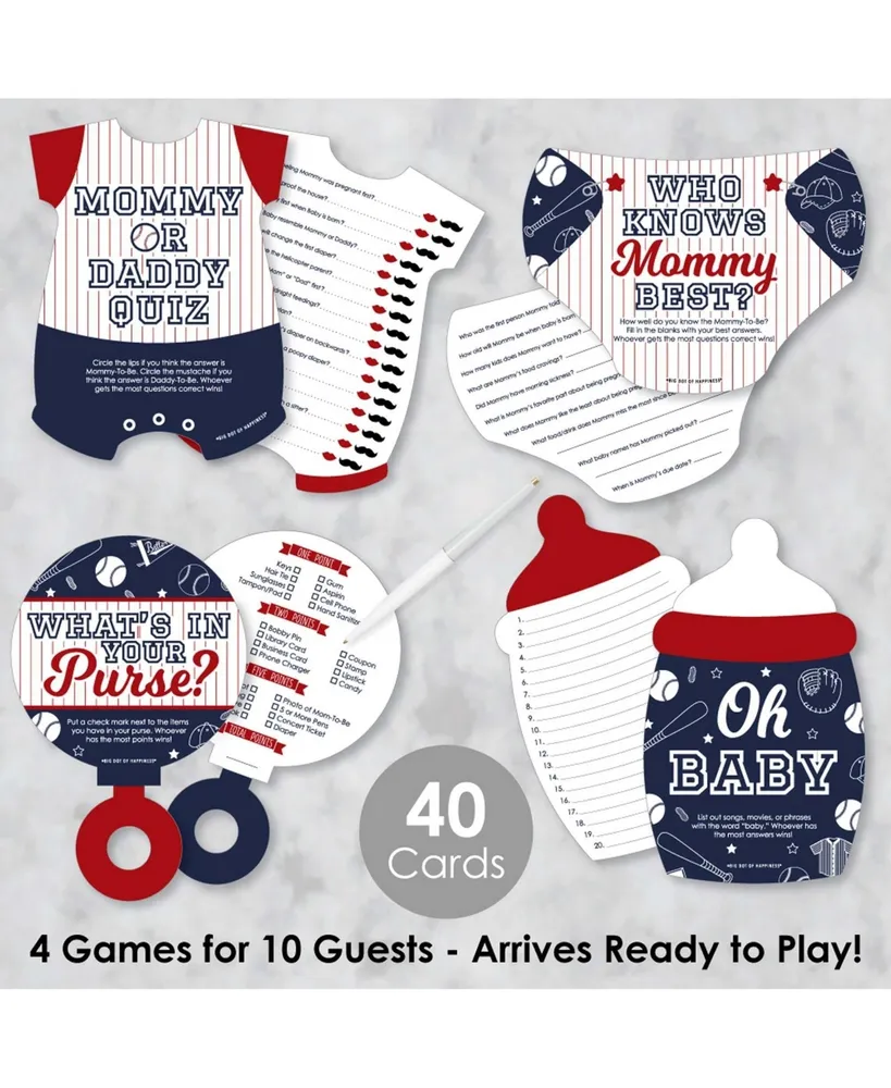 Batter Up - Baseball - 4 Baby Shower Games - 10 Cards Each - Gamerific Bundle