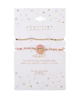 Unwritten 14K Gold Flash-Plated Brass Cubic Zirconia Pink Heart Cord and Chain Bracelet