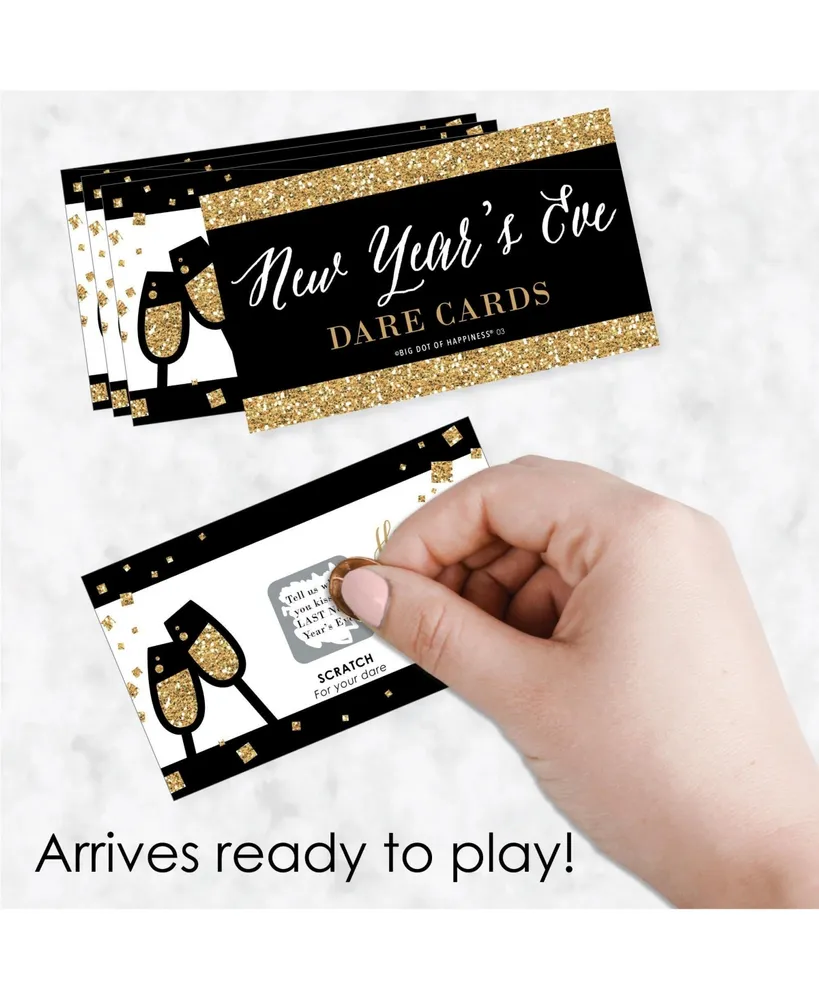 New Year's Eve - Gold - New Years Eve Party Game Scratch Off Dare Cards - 22 Ct