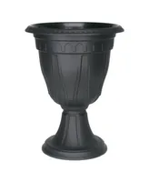 Dcn Plastic Tall Azura Urn Planter Black 20 inch height