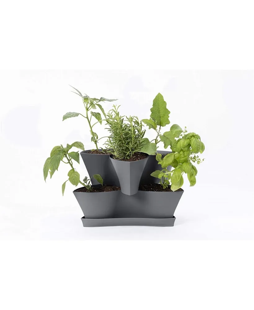 Bloem Collins Modular 2-Tier Multi-Level Vertical Herb Planter, Charcoal